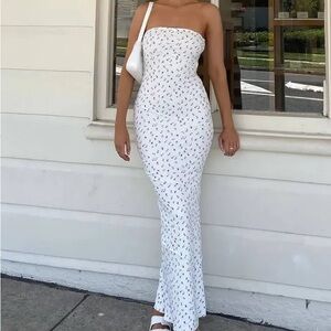 Princess Polly Strapless White Floral Dress